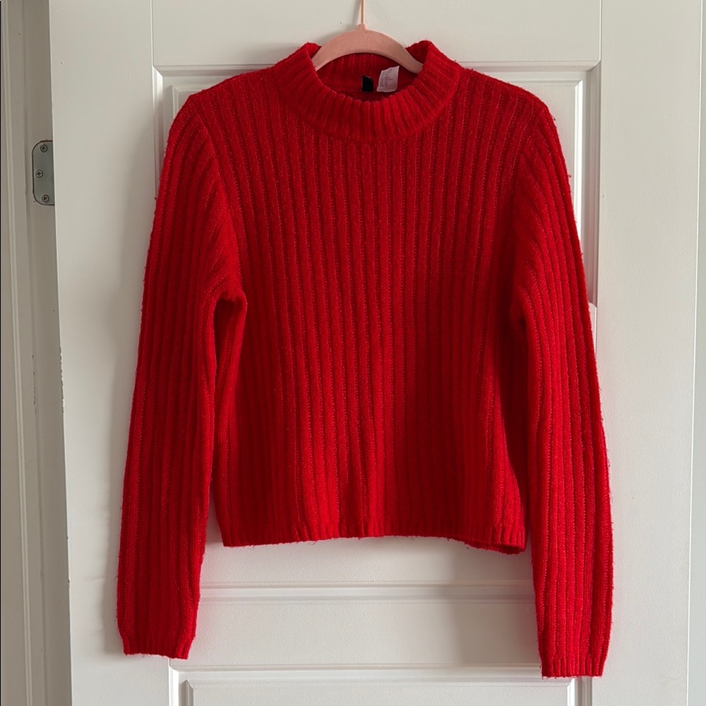 Red Ribbed Women's Sweater